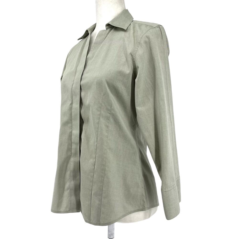 Foxcroft NYC Women's green Heritage Non-Iron Hidden Button Collared Blouse 8P - Picture 6 of 9